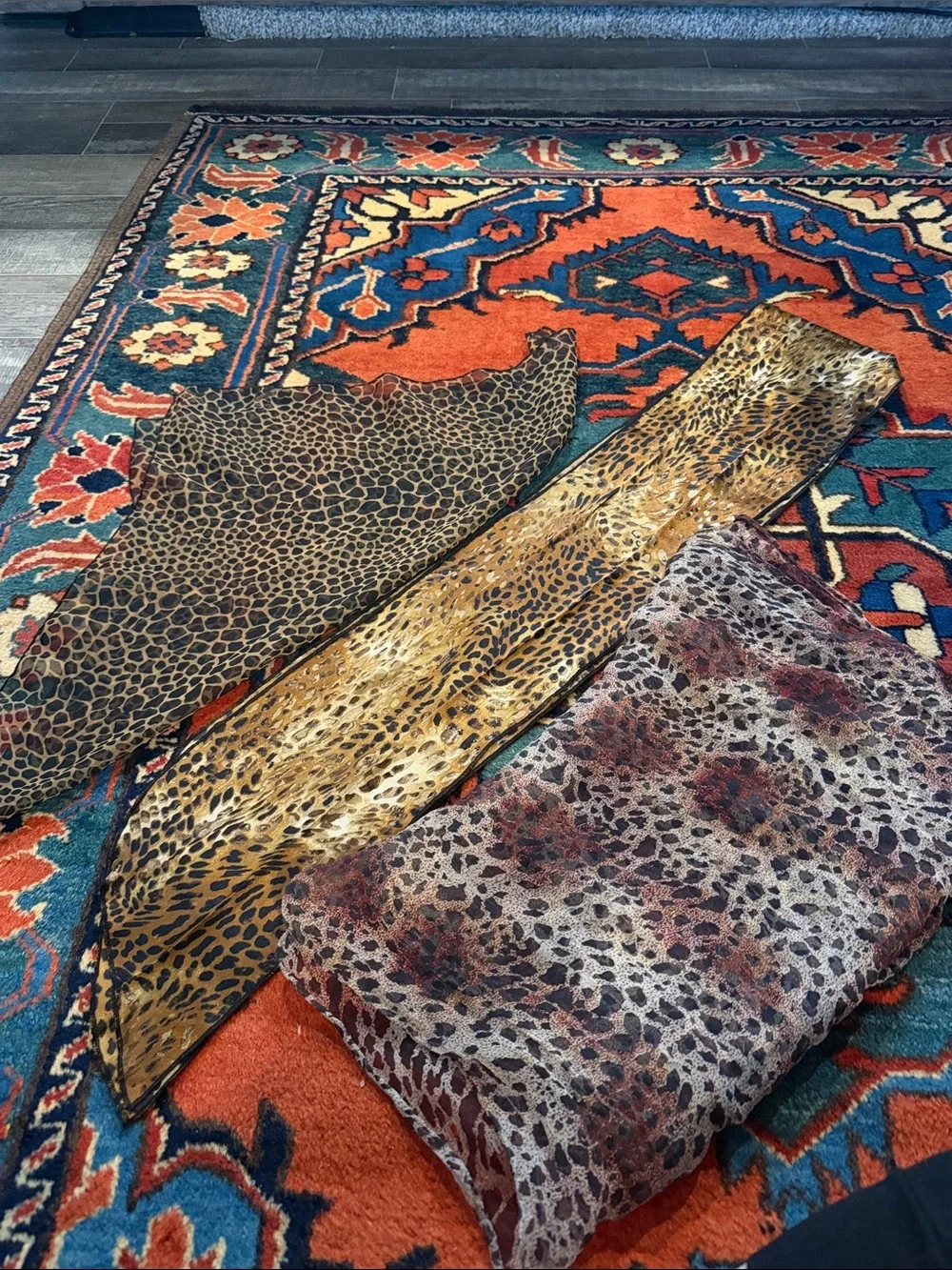 Leopard Print Scarf Trio - Brown, Gold, Taupe